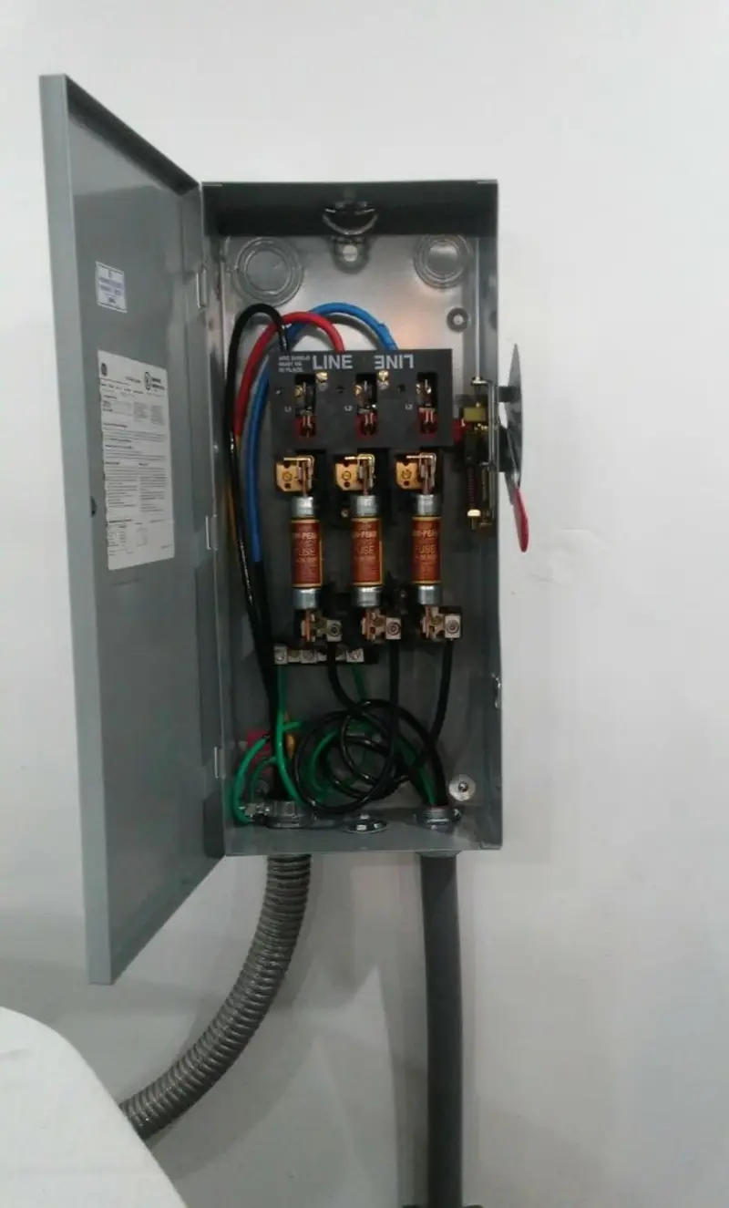 Three-phase disconnect switch installed for Electrical Wiring & Rewiring in Mineral Springs